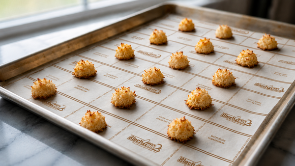 Macarons à la noix de coco sans gaufrette : comment le papier sulfurisé garantit des résultats parfaits Les macarons à la noix de coco sans gaufrette sont particulièrement faciles à réaliser avec le bon papier sulfurisé. Découvrez pourquoi des propriétés antiadhésives de haute qualité sont essentielles et comment éviter efficacement que les macarons ne collent.